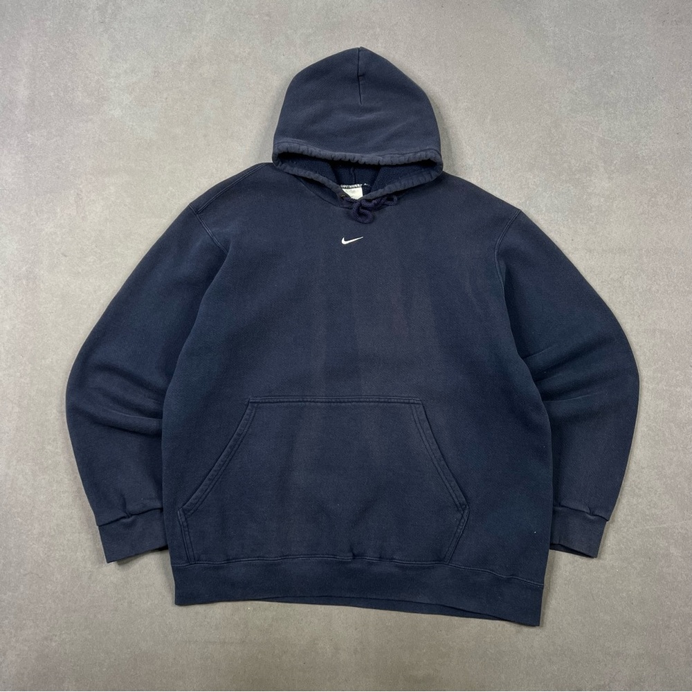 Vintage Nike Center Swoosh Blue Sweatshirt Hoodie Relaxed Fit